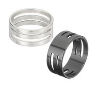 sourcing map Jump Ring Opening Tool, 17mm Stainless Steel Jump Ring Opener Circle Split Opening Closing Finger Tool for Jewelry Making Supplies Craft Projects(Silver Black, Pack of 2)