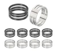 sourcing map Jump Ring Opening Tool, 19mm Stainless Steel Jump Ring Opener Circle Split Opening Closing Finger Tool for Jewelry Making Supplies Craft Projects(Silver Black, Pack of 10)