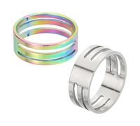sourcing map Jump Ring Opening Tool, 19mm Stainless Steel Jump Ring Opener Circle Split Opening Closing Finger Tool for Jewelry Making Supplies Craft Projects(Silver Multicolor, Pack of 2)