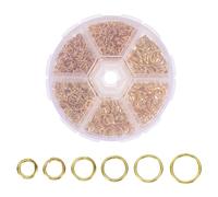 sourcing map Jump Rings for Jewelry Making, 6 Sizes Alloy Open Jump Rings for Keychains Earings DIY Craft(Gold, 880Pcs)