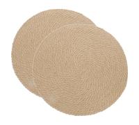 sourcing map Jute Placemats, 2 Pack 14" x 14" Round Woven Placemats, Natural Farmhouse Jute Braided Table Runner for Kitchen Countertops, Table, Home Decor (Brown)