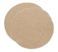 sourcing map Jute Placemats, 2 Pack 9" x 9" Round Woven Placemats, Natural Farmhouse Jute Braided Table Runner for Kitchen Countertops, Table, Home Decor (Brown)