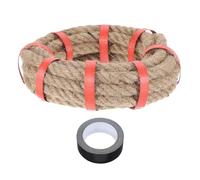 sourcing map Jute Rope 0.5 Inch x 15ft, Heavy Natural Thick Twisted Rope with Black Tape for Crafts Railing Docks Tug of War Swing Nautical Landscaping