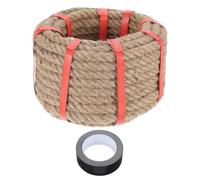 sourcing map Jute Rope 0.5 Inch x 44ft, Heavy Natural Thick Twisted Rope with Black Tape for Crafts Railing Docks Tug of War Swing Nautical Landscaping
