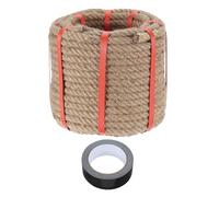 sourcing map Jute Rope 0.5 Inch x 98ft, Heavy Natural Thick Twisted Rope with Black Tape for Crafts Railing Docks Tug of War Swing Nautical Landscaping