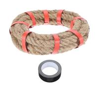 sourcing map Jute Rope 0.6 Inch x 25ft, Heavy Natural Thick Twisted Rope with Black Tape for Crafts Railing Docks Tug of War Swing Nautical Landscaping