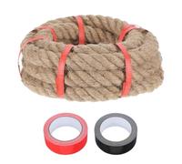 sourcing map Jute Rope 1.2 Inch x 10ft, Heavy Natural Thick Twisted Rope with 2 Roll Tapes for Crafts Railing Docks Tug of War Swing Nautical Landscaping
