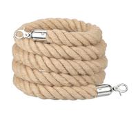 sourcing map Jute Stanchion Rope 10ft x 1.1 Inch Safety Queue Braided Jute Ropes with Snap Hooks, Crowd Control Line Barrier for Movie Theaters Grand Openings Hotel Celebration