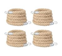 sourcing map Jute Stanchion Rope 10ft x 1.3 Inch Safety Queue Braided Jute Ropes with Snap Hooks, Crowd Control Line Barrier for Movie Theaters Grand Openings Hotel Celebration 4Pcs