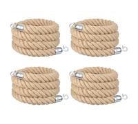 sourcing map Jute Stanchion Rope 10ft x 1.5 Inch Safety Queue Braided Jute Ropes with Snap Hooks, Crowd Control Line Barrier for Movie Theaters Grand Openings Hotel Celebration 4Pcs