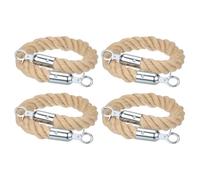 sourcing map Jute Stanchion Rope 2ft x 1.3 Inch Safety Queue Braided Jute Ropes with Snap Hooks, Crowd Control Line Barrier for Movie Theaters Grand Openings Hotel Celebration 4Pcs