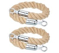 sourcing map Jute Stanchion Rope 2ft x 1.3 Inch Safety Queue Braided Jute Ropes with Snap Hooks, Crowd Control Line Barrier for Movie Theaters Grand Openings Hotel Celebration 2Pcs