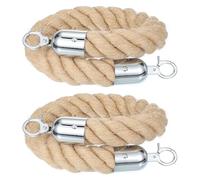 sourcing map Jute Stanchion Rope 2ft x 1.5 Inch Safety Queue Braided Jute Ropes with Snap Hooks, Crowd Control Line Barrier for Movie Theaters Grand Openings Hotel Celebration 2Pcs