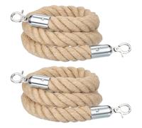 sourcing map Jute Stanchion Rope 3ft x 1.3 Inch Safety Queue Braided Jute Ropes with Snap Hooks, Crowd Control Line Barrier for Movie Theaters Grand Openings Hotel Celebration 2Pcs