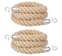 sourcing map Jute Stanchion Rope 4ft x 1.1 Inch Safety Queue Braided Jute Ropes with Snap Hooks, Crowd Control Line Barrier for Movie Theaters Grand Openings Hotel Celebration 2Pcs