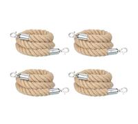 sourcing map Jute Stanchion Rope 4ft x 1.3 Inch Safety Queue Braided Jute Ropes with Snap Hooks, Crowd Control Line Barrier for Movie Theaters Grand Openings Hotel Celebration 4Pcs