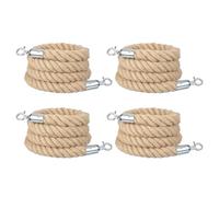 sourcing map Jute Stanchion Rope 6.6ft x 1.3 Inch Safety Queue Braided Jute Ropes with Snap Hooks, Crowd Control Line Barrier for Movie Theaters Grand Openings Hotel Celebration 4Pcs