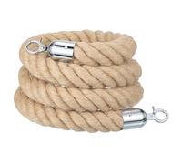sourcing map Jute Stanchion Rope 6.6ft x 1.5 Inch Safety Queue Braided Jute Ropes with Snap Hooks, Crowd Control Line Barrier for Movie Theaters Grand Openings Hotel Celebration