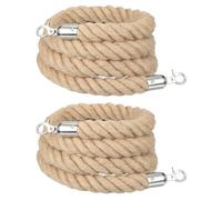 sourcing map Jute Stanchion Rope 6ft x 1.1 Inch Safety Queue Braided Jute Ropes with Snap Hooks, Crowd Control Line Barrier for Movie Theaters Grand Openings Hotel Celebration 2Pcs
