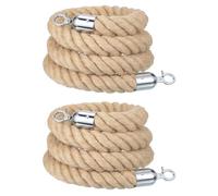sourcing map Jute Stanchion Rope 7ft x 1.5 Inch Safety Queue Braided Jute Ropes with Snap Hooks, Crowd Control Line Barrier for Movie Theaters Grand Openings Hotel Celebration 2Pcs