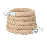 sourcing map Jute Stanchion Rope 8ft x 1.3 Inch Safety Queue Braided Jute Ropes with Snap Hooks, Crowd Control Line Barrier for Movie Theaters Grand Openings Hotel Celebration