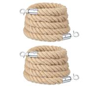 sourcing map Jute Stanchion Rope 8ft x 1.3 Inch Safety Queue Braided Jute Ropes with Snap Hooks, Crowd Control Line Barrier for Movie Theaters Grand Openings Hotel Celebration 2Pcs