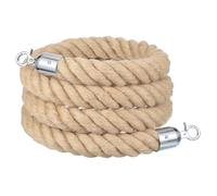 sourcing map Jute Stanchion Rope 9ft x 1.5 Inch Safety Queue Braided Jute Ropes with Snap Hooks, Crowd Control Line Barrier for Movie Theaters Grand Openings Hotel Celebration