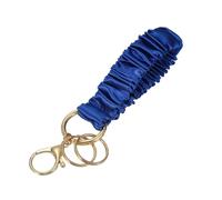 sourcing map Keychain Wristlet, Stretchy Lanyard Bracelet Scrunchie Keychain, Elastic Wristlet Car Key Chain with Detachable Rings and Buckles Anti-Loss Phone Chain for Women, Dark Blue