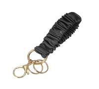 sourcing map Keychain Wristlet, Stretchy Lanyard Bracelet Scrunchie Keychain, Elastic Wristlet Car Key Chain with Detachable Rings and Buckles Anti-Loss Phone Chain for Women, Black