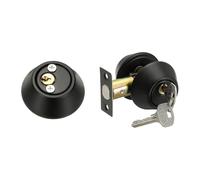sourcing map Keyed Alike Double Cylinder Deadbolt Door Lock Round Entry Both Side Door Lock for Door Thickness 1.2-2 Inch (Black, Pack of 1)