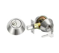 sourcing map Keyed Alike Double Cylinder Deadbolt Door Lock Round Entry Both Side Door Lock for Door Thickness 1.2-2 Inch (Silver Tone, Pack of 1)