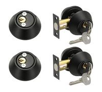 sourcing map Keyed Alike Double Cylinder Deadbolt Door Lock Round Entry Both Side Door Lock for Door Thickness 1.2-2 Inch (Black, Pack of 2)