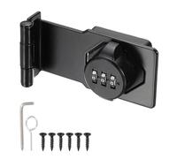 sourcing map Keyless Cabinet Lock with Combination Code - 90 Degree 5 Inch Password Hasp Latch Lock Mechanical Password Rotary Hasp, for Office Filing Cabinets Drawer Closet, Black