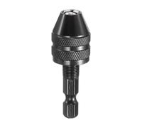 sourcing map Keyless Drill Chuck 1/4" Hex Shank Chuck Conversion Adapter 0.012"-0.14" Quick Change for Round-Shank Cordless Screwdrivers Drills Power DIY Tools, Black