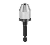 sourcing map Keyless Drill Chuck 1/4" Hex Shank Chuck Conversion Adapter 0.012"-0.26" Quick Change for Round-Shank Cordless Screwdrivers Drills Power DIY Tools, Silver