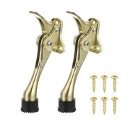 sourcing map Kickdown Door Stop, 2Pack One Touch Kickdown Door Stopper Holder with Non-Slip Rubber Tip and Screws, 4-Inch Metal Door Kickstand for Bottom of Door, Gold