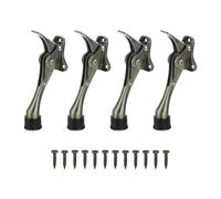 sourcing map Kickdown Door Stop, 4 Pack One Touch Kickdown Door Stopper Holder with Non-Slip Rubber Tip and Screws, 4-Inch Metal Door Kickstand for Bottom of Door, Bronze