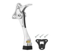 sourcing map Kickdown Door Stopper, 4.7" Aluminum Alloy Kick Down Door Stoppers for Bottom of Doors One Touch Adjustable Doors Holder with Non-Slip Rubber Tip and Screw for Home, Bright Silver