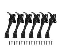 sourcing map Kickdown Door Stopper, 6Pcs 5.5inch Kick Down Door Stoppers for Bottom of Door Flip Down Door Stop Height-Adjustable Rubber Zinc Alloy, Black