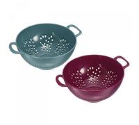 sourcing map Kitchen Colander with Handle 2Pcs, Rice Washing Strainer Plastic Fruit Pasta Drainer Basket for Vegetable Fruit-Light Blue+Purple