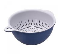 sourcing map Kitchen Strainer Colander Bowl Set, Small Double Layer Drain Basin and Basket Suitable for Fruits, Vegetables, Pasta, Berry, Cleaning Washing - Blue