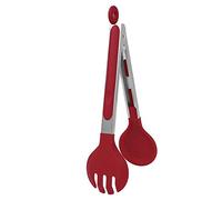 sourcing map Kitchen Tongs for Cooking with Silicone Round Tip Stainless Steel Tongs Toaster Salad Serving BBQ Non-Stick Locking Tong 9"