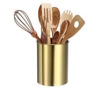 sourcing map Kitchen Utensil Holder, 3.1x3.9 Stainless Steel Utensil Cutlery Holder Cooking Flatware Organizer for Kitchen Restaurant Countertop Fork, Straw, Knives, Spoon, Chopstick, Gold