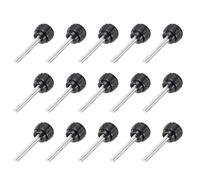 sourcing map Knurled Clamping Knobs Handle Thumb Screws Bolt Knobs M4 x 16 mm Male Thread 14 mm Head for Electronics Automotive Furniture Assembly Wood Working DIY Projects(Black, Pack of 15)