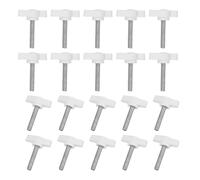 sourcing map Knurled Clamping Knobs Handle Thumb Screws Bolt Knobs M5 x 25 mm Male Thread 27 mm Head for Electronics Automotive Furniture Assembly Wood Working DIY Projects(White, Pack of 20)