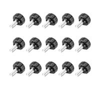 sourcing map Knurled Clamping Knobs Handle Thumb Screws Bolt Knobs M6 x 12 mm Male Thread 18 mm Head for Electronics Automotive Furniture Assembly Wood Working DIY Projects(Black, Pack of 15)