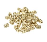 sourcing map Knurled Insert Nut M3 x 6mm L x 5mm OD Female Thread Brass Embedding Nut 100 Pcs