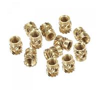 sourcing map Knurled Insert Nut M4 x 7mm L x 6mm OD Female Thread Brass Embedding Nut 30 Pcs