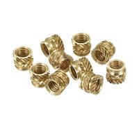 sourcing map Knurled Insert Nut M5 x 6mm L x 7mm OD Female Thread Brass Embedding Nut 30 Pcs