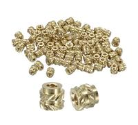Sourcing Map Knurled Insert Nuts, 100pcs M1 x 1.8mm L x 2mm OD 3D Printing Brass Female Threaded Inserts, Heat Set Embedment for Brass